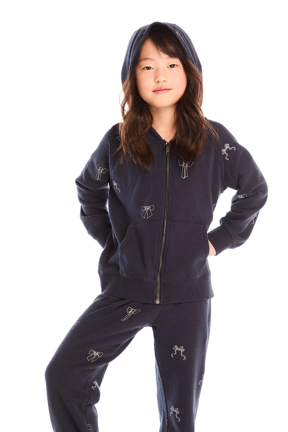 Tossed Glitter Bow Zip UP