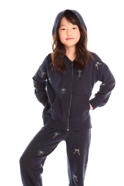 Tossed Glitter Bow Zip UP