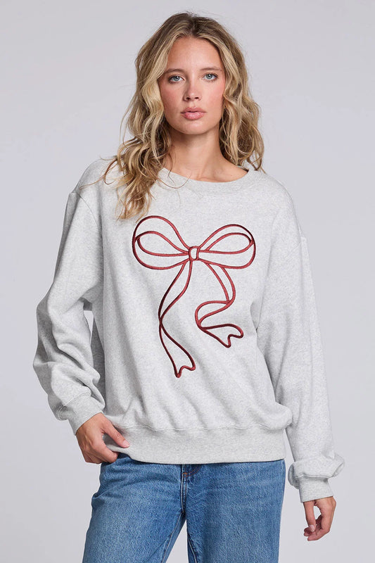 Merry Bow Sweatshirt-Gray