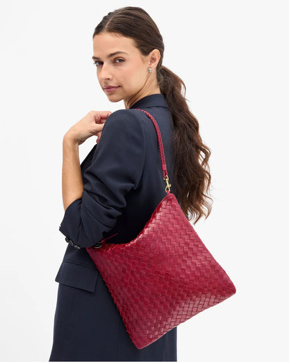 Foldover Clutch w/Strap-garnet