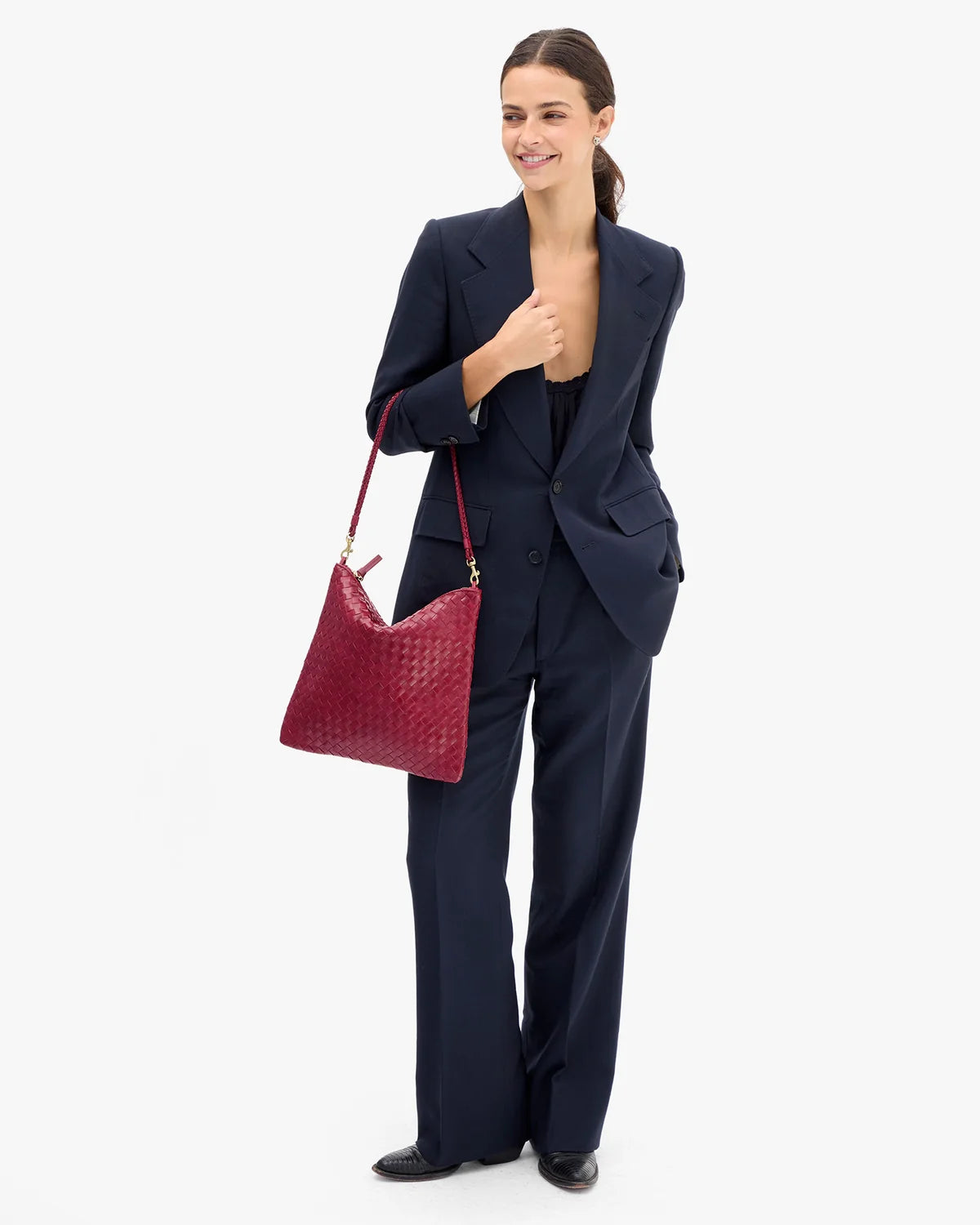 Foldover Clutch w/Strap-garnet