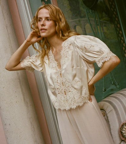 Idella Silk Top-Candlelight