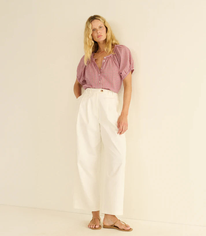 June Top -Mulberry Gingham