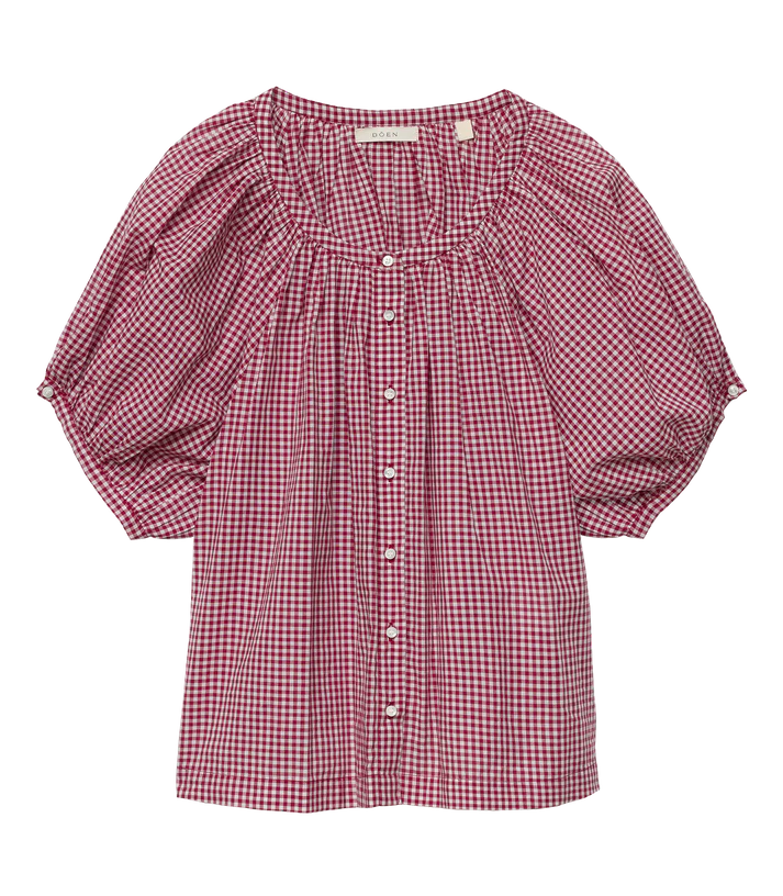 June Top -Mulberry Gingham