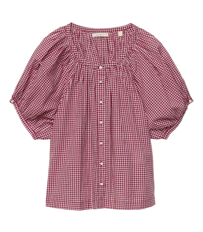 June Top -Mulberry Gingham