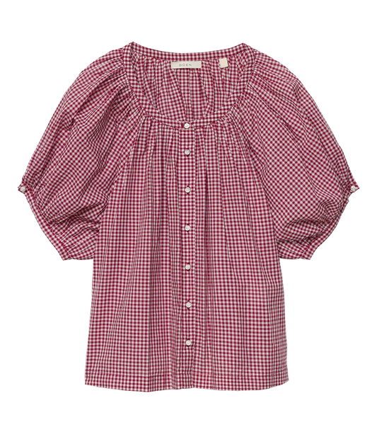 June Top -Mulberry Gingham