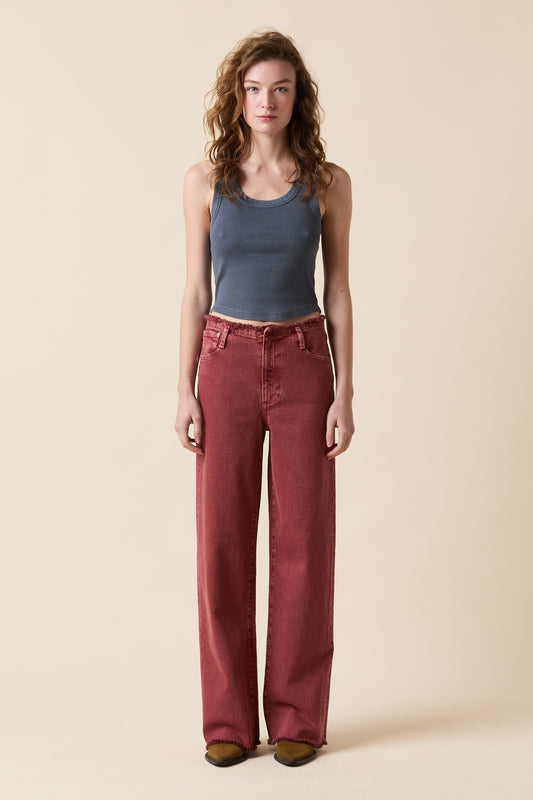 Fray Waist Column Jeans