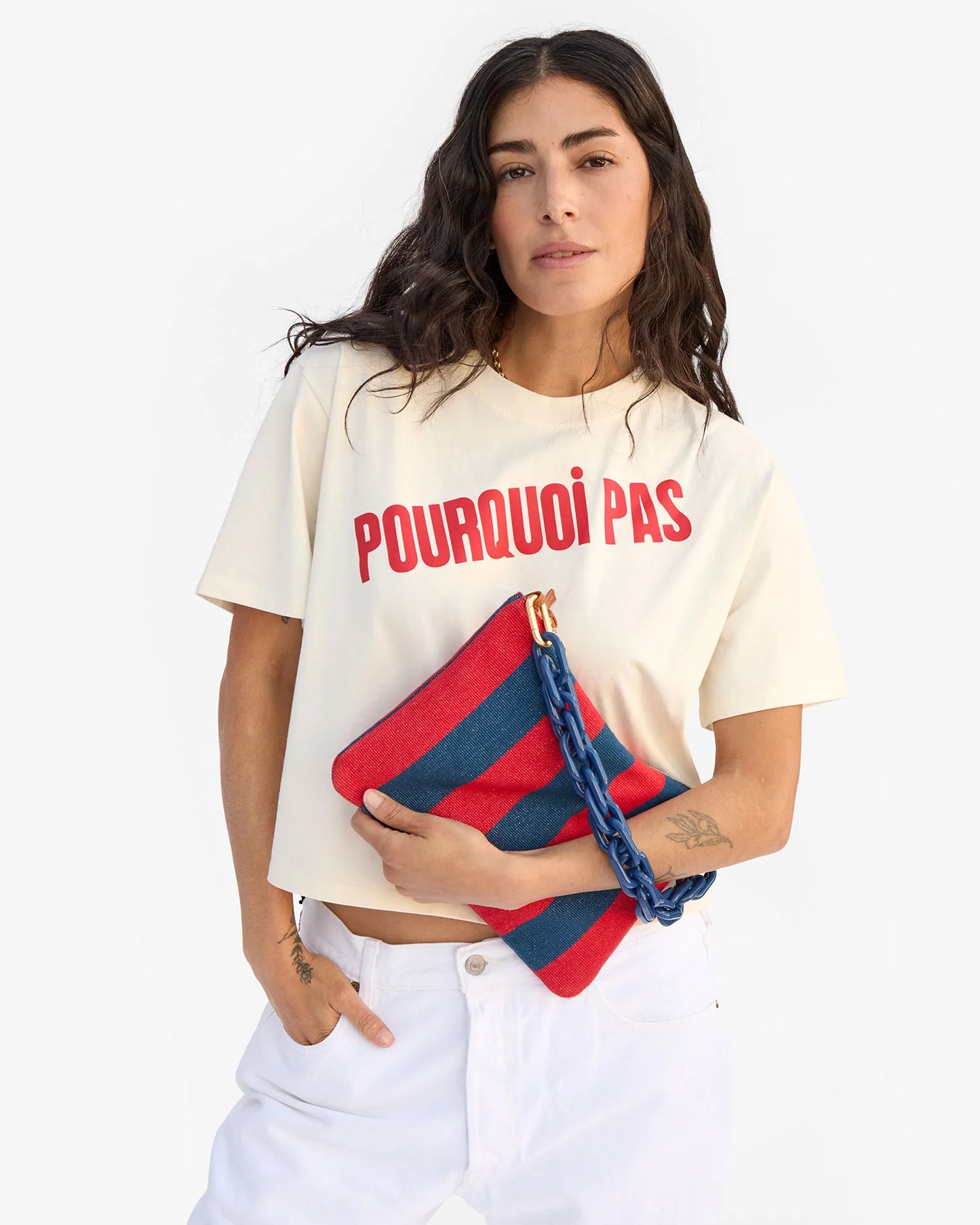 Flat Clutch Canvas Stripe