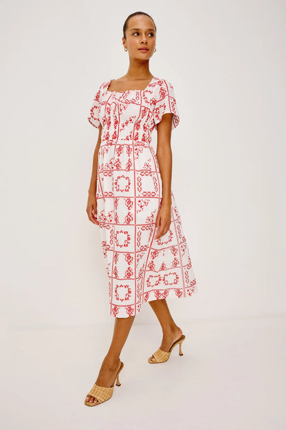Nanette Dress-Ivy/Red