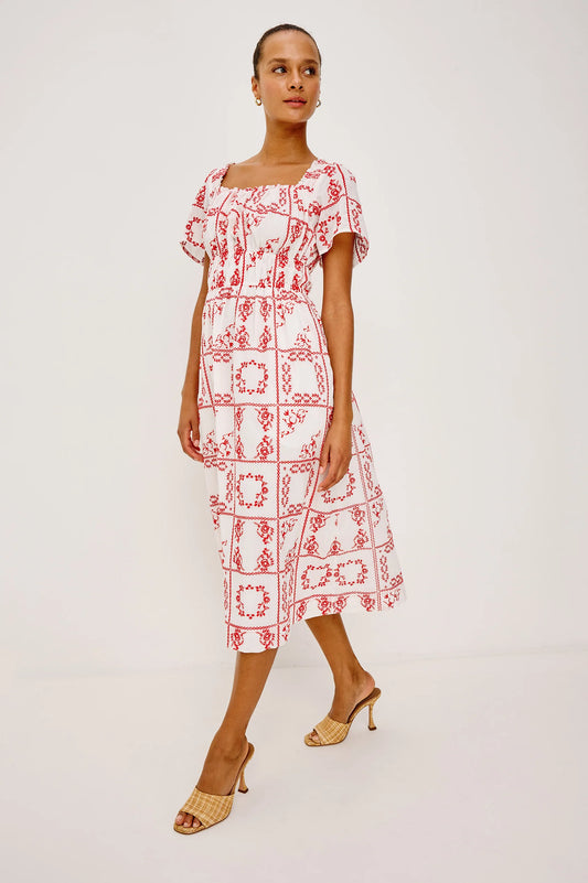 Nanette Dress-Ivy/Red