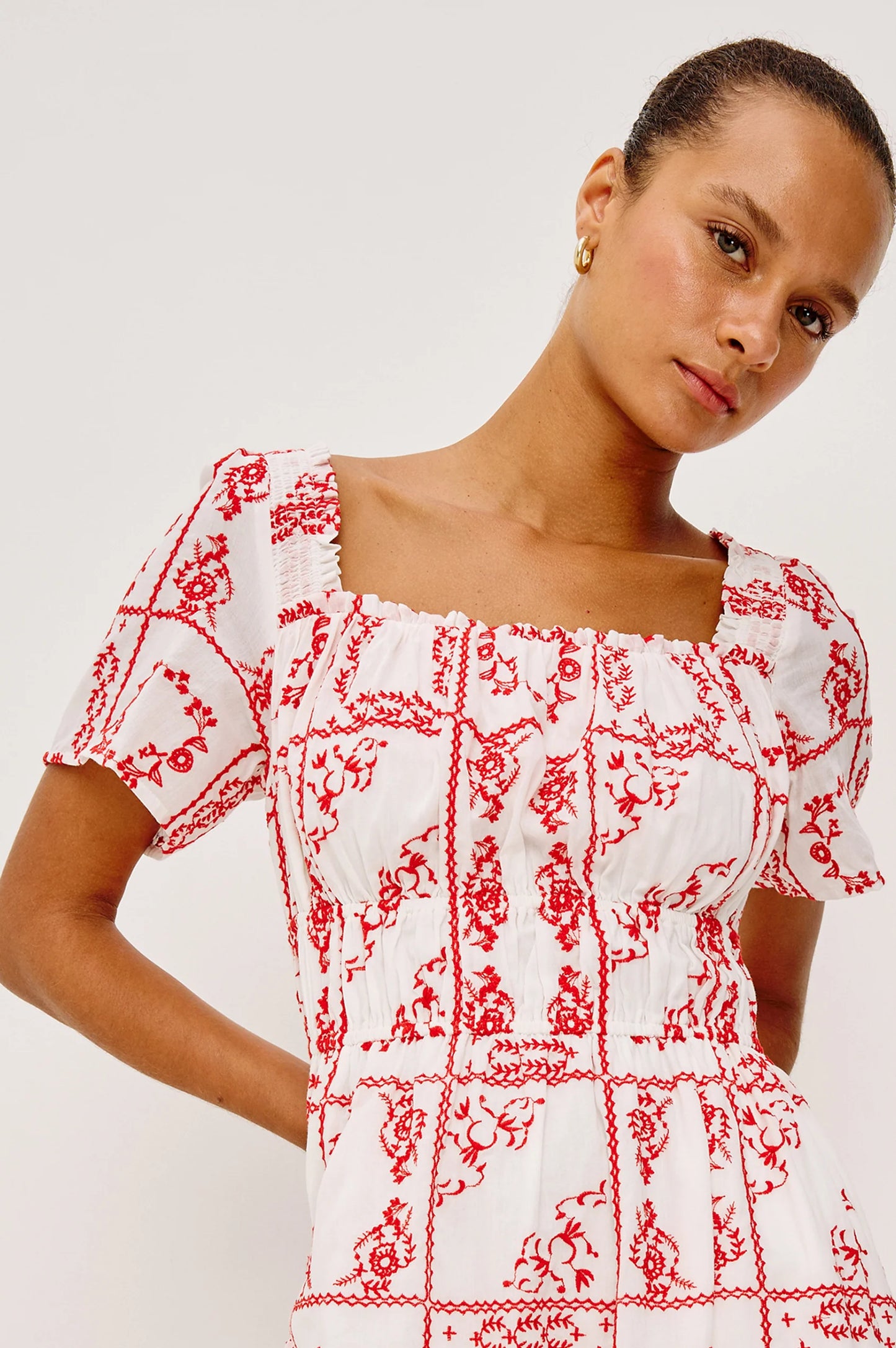 Nanette Dress-Ivy/Red