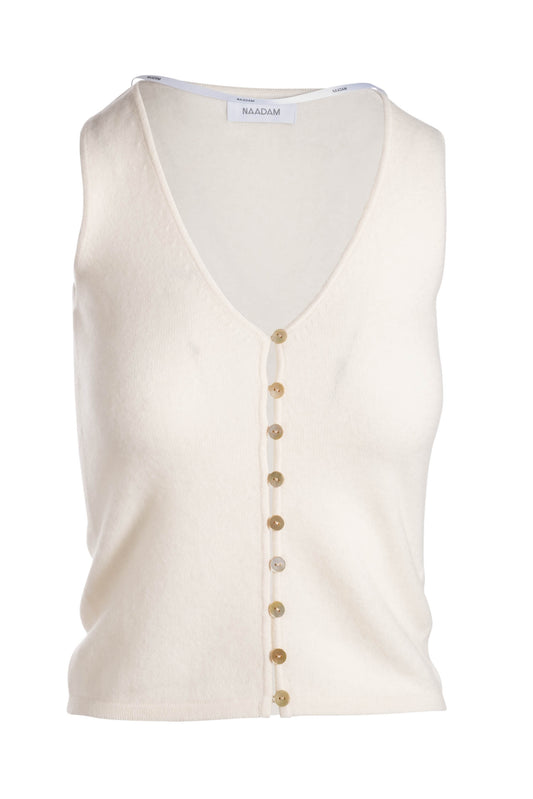 Cashmere Shell Button Sleeveless Top