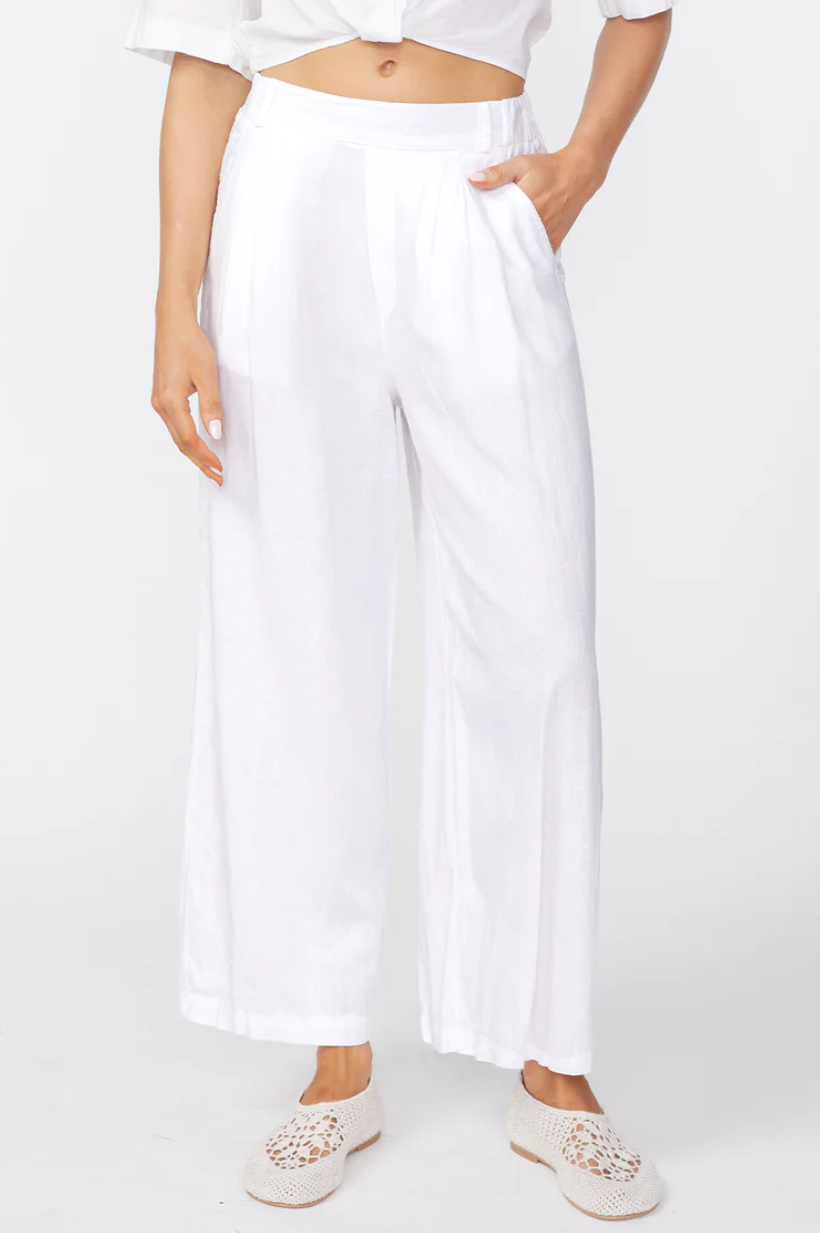 Linen Cropped Pull-On Trouser