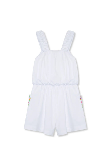 Embroidered Gathered Romper