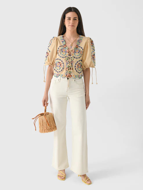 Melinda Embroidered Short Sleeve Top