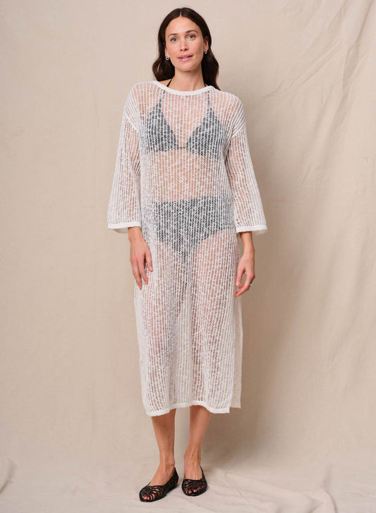 Open Mesh Double Slit Sweater Dress