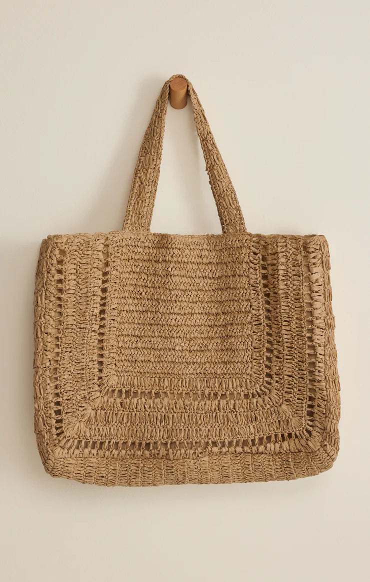 Hideaway Raffia Tote-NAT
