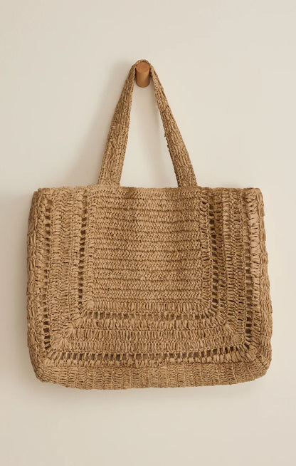 Hideaway Raffia Tote-NAT