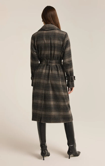 Jackie Plaid Trench Coat