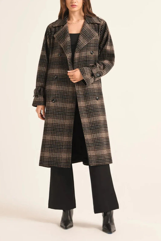 Jackie Plaid Trench Coat