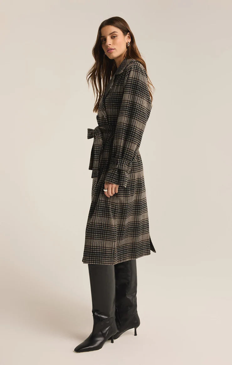 Jackie Plaid Trench Coat