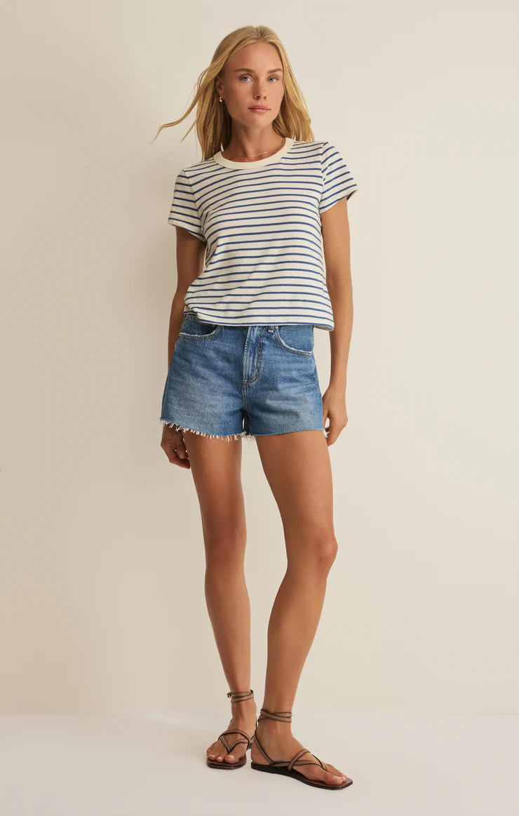 Junie Striped Tee-NAVY