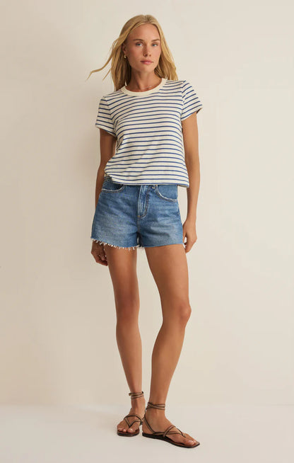 Junie Striped Tee-NAVY