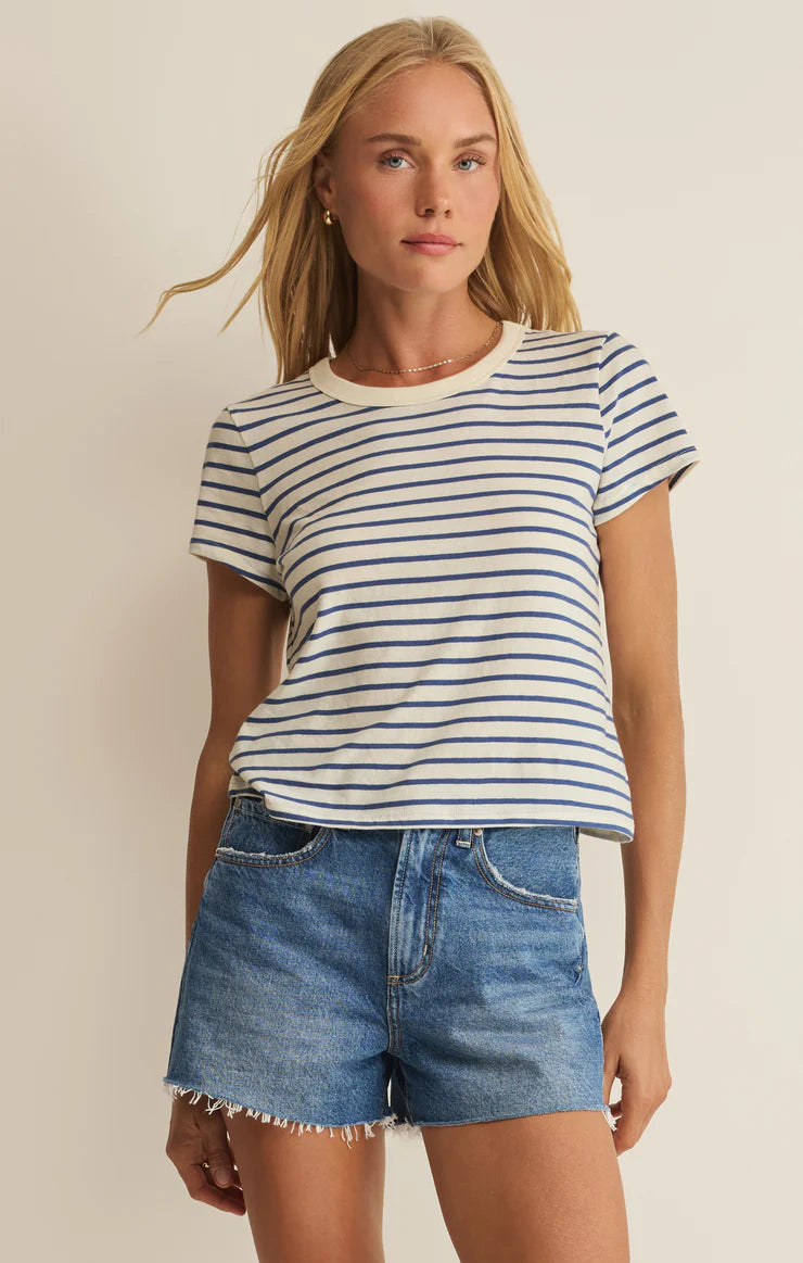 Junie Striped Tee-NAVY