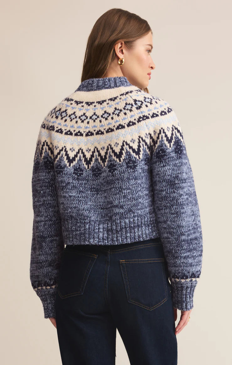 North Sea Fair Isle Cardi-Blue Velvet