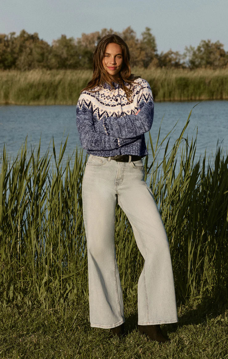 North Sea Fair Isle Cardi-Blue Velvet