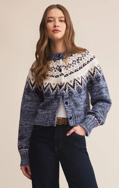 North Sea Fair Isle Cardi-Blue Velvet