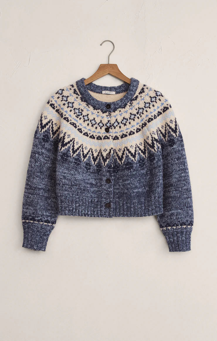 North Sea Fair Isle Cardi-Blue Velvet