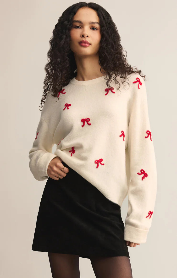 Tie Ribbon Sweater-White