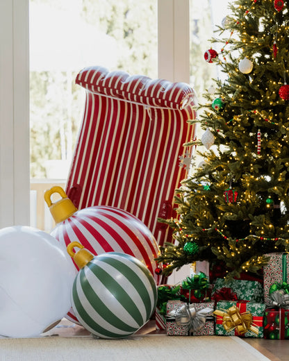 Red Stripe Inflatable Toboggan Sled