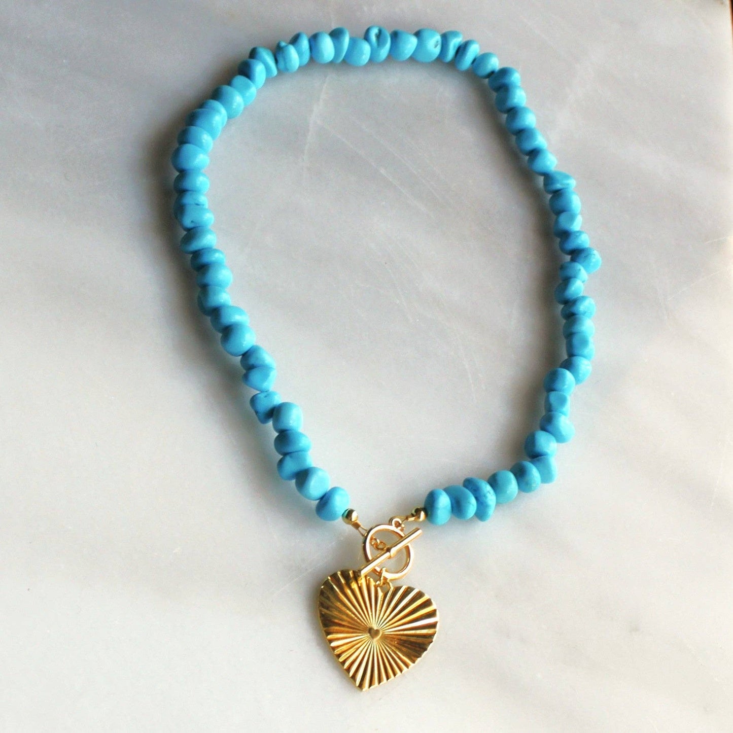 Rhea Turquoise Gemstone Charm Necklace