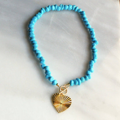 Rhea Turquoise Gemstone Charm Necklace