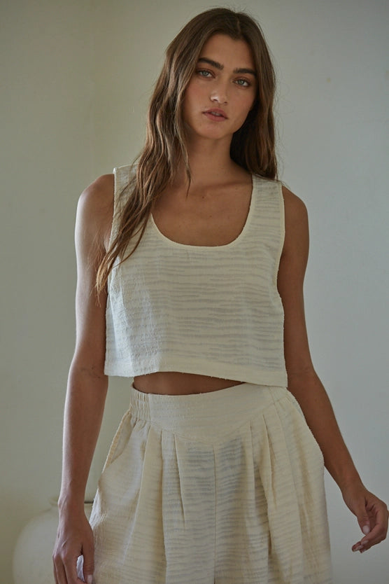 Cotton Scoop Neck Sleeveless Crop Top