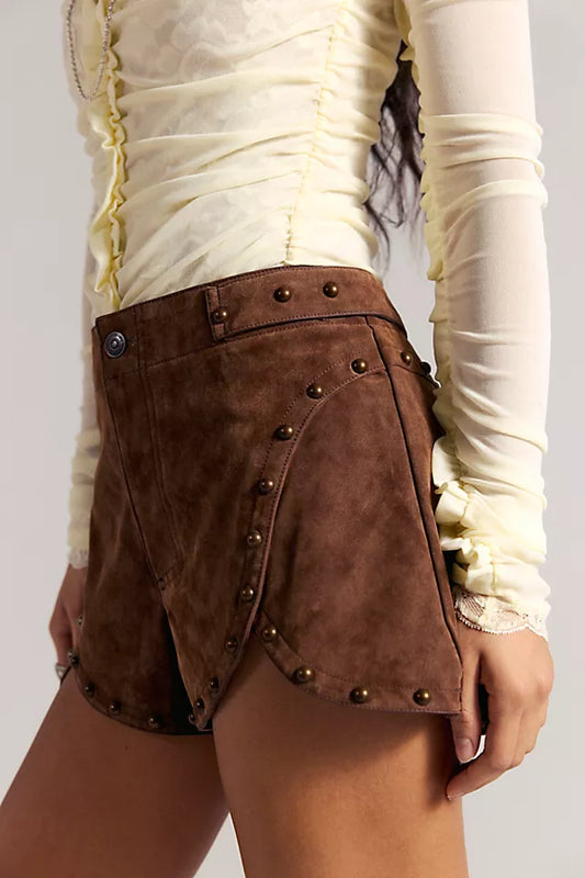 Suede Shorts-Choco