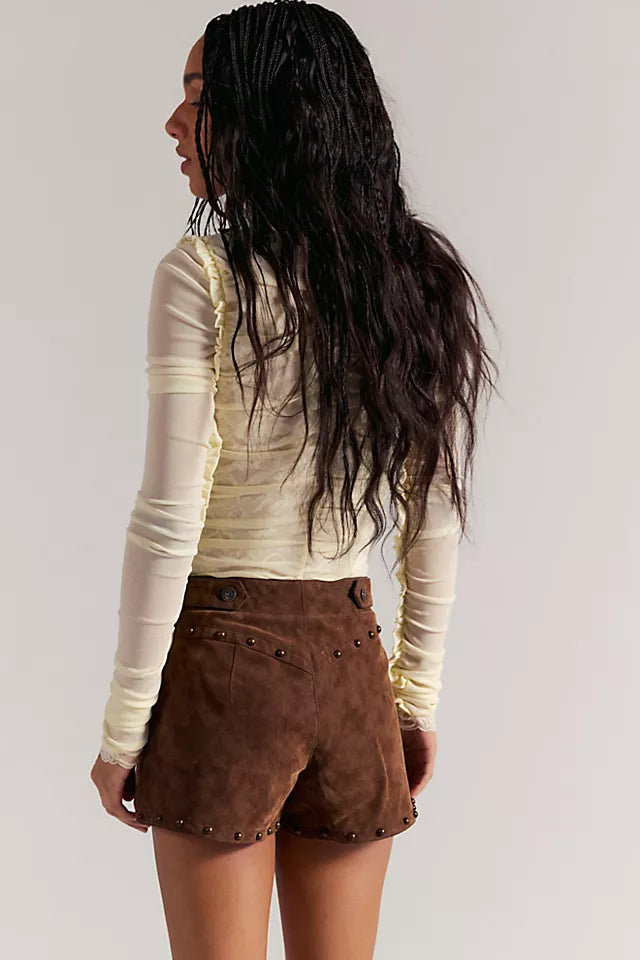 Suede Shorts-Choco