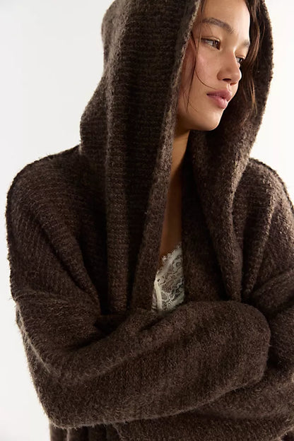 Hooded Cardigan-Fudge