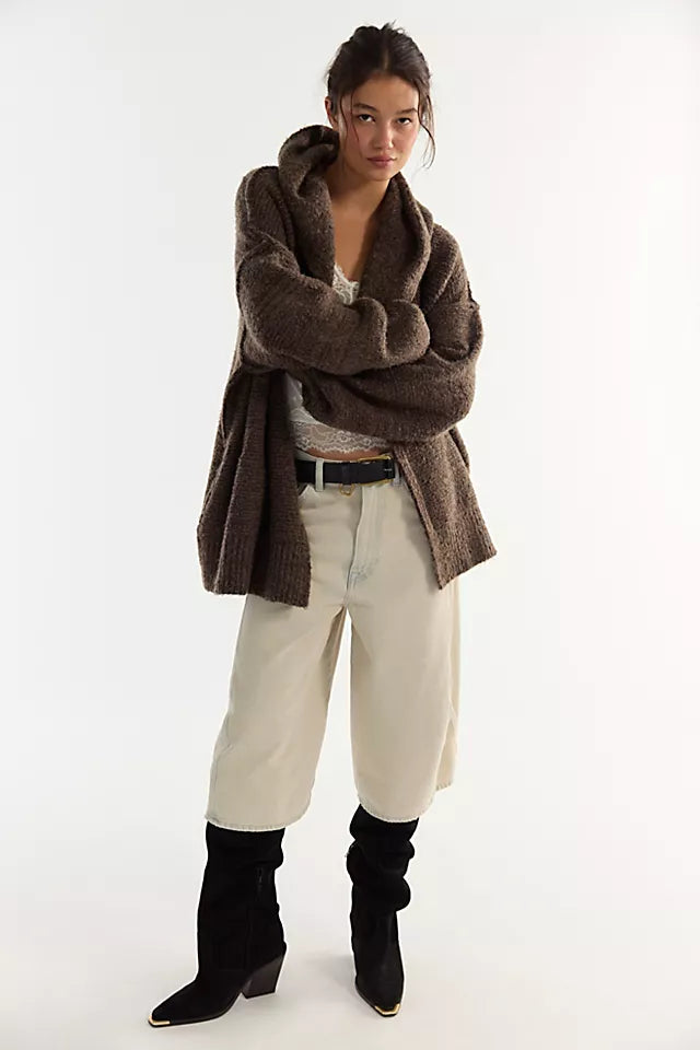 Hooded Cardigan-Fudge