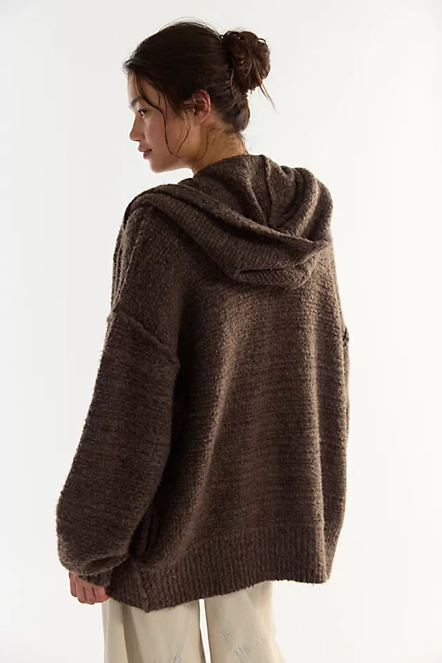 Hooded Cardigan-Fudge