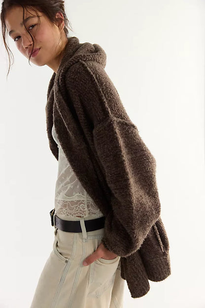 Hooded Cardigan-Fudge