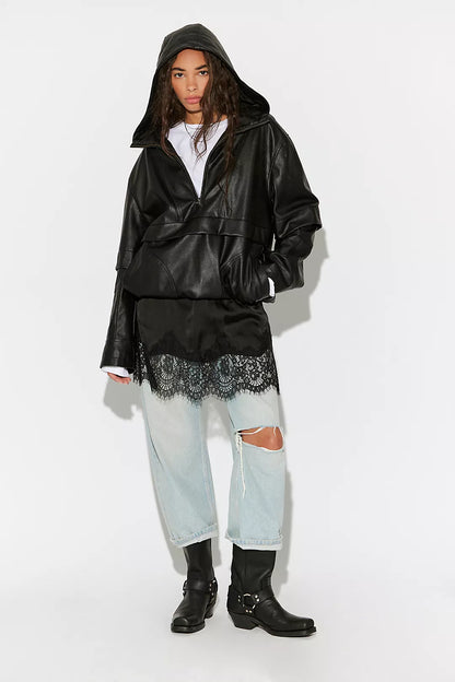 Meet Me in the Middle Slip Skirt-Black