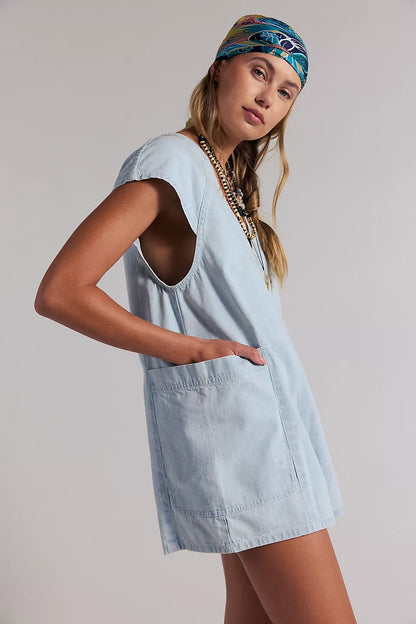 Free Fall Denim Romper