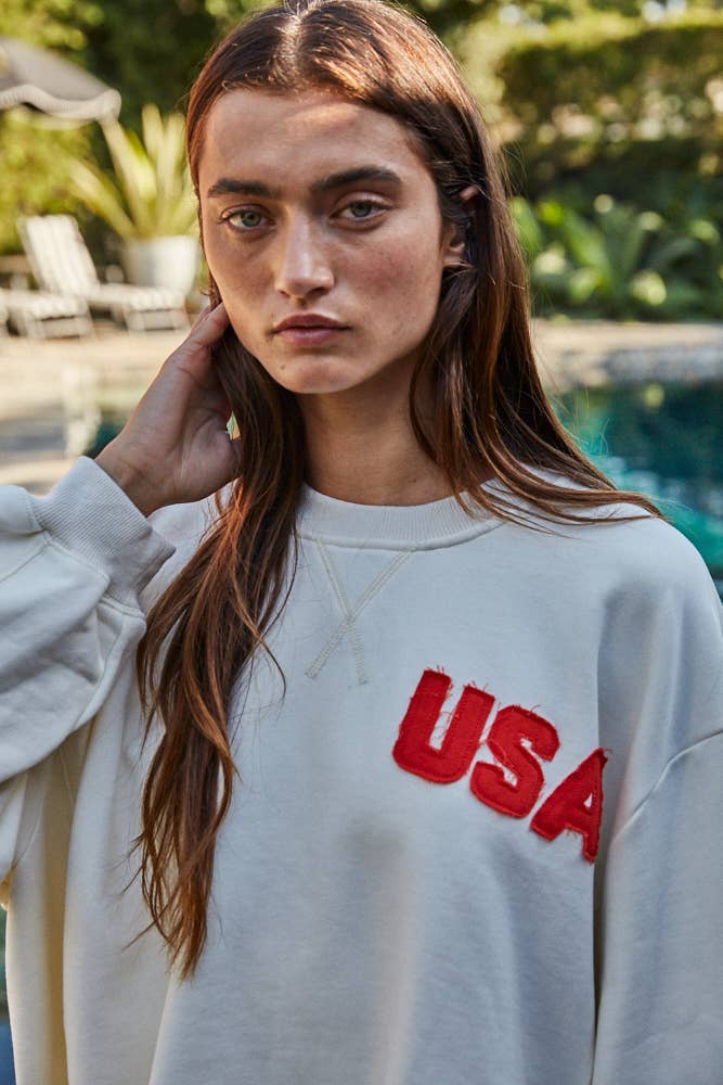 Crew Pullover with USA Patch