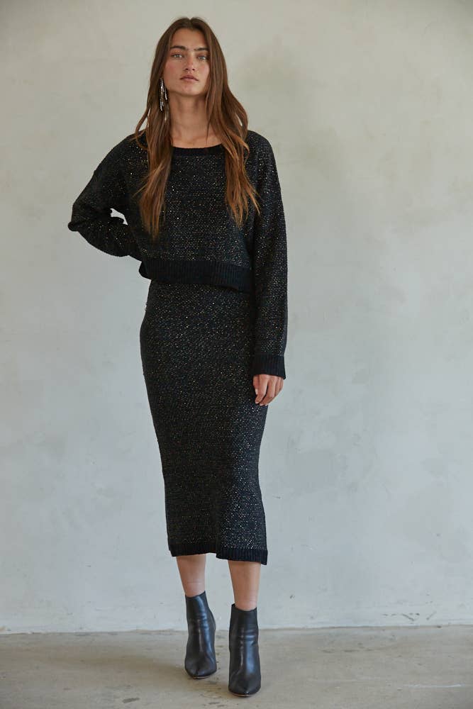 Knit Lurex Midi Skirt