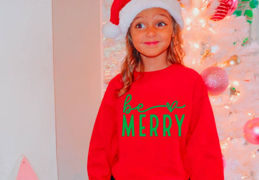 YOUTH Be Merry Sweatshirt Christmas Kids  