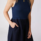Linen Mixed Media High Neck Dress