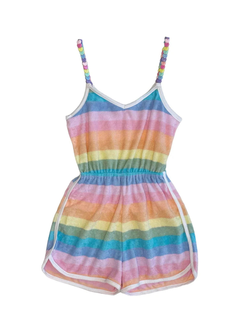 Pastel Ombre Beaded Hearts Romper
